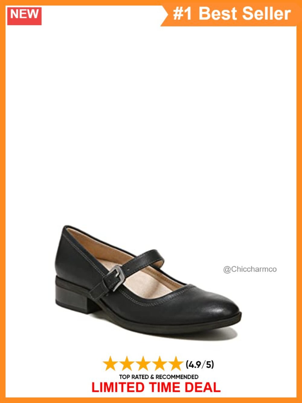 Mary Jane Flats with Memory Foam and Block Heel